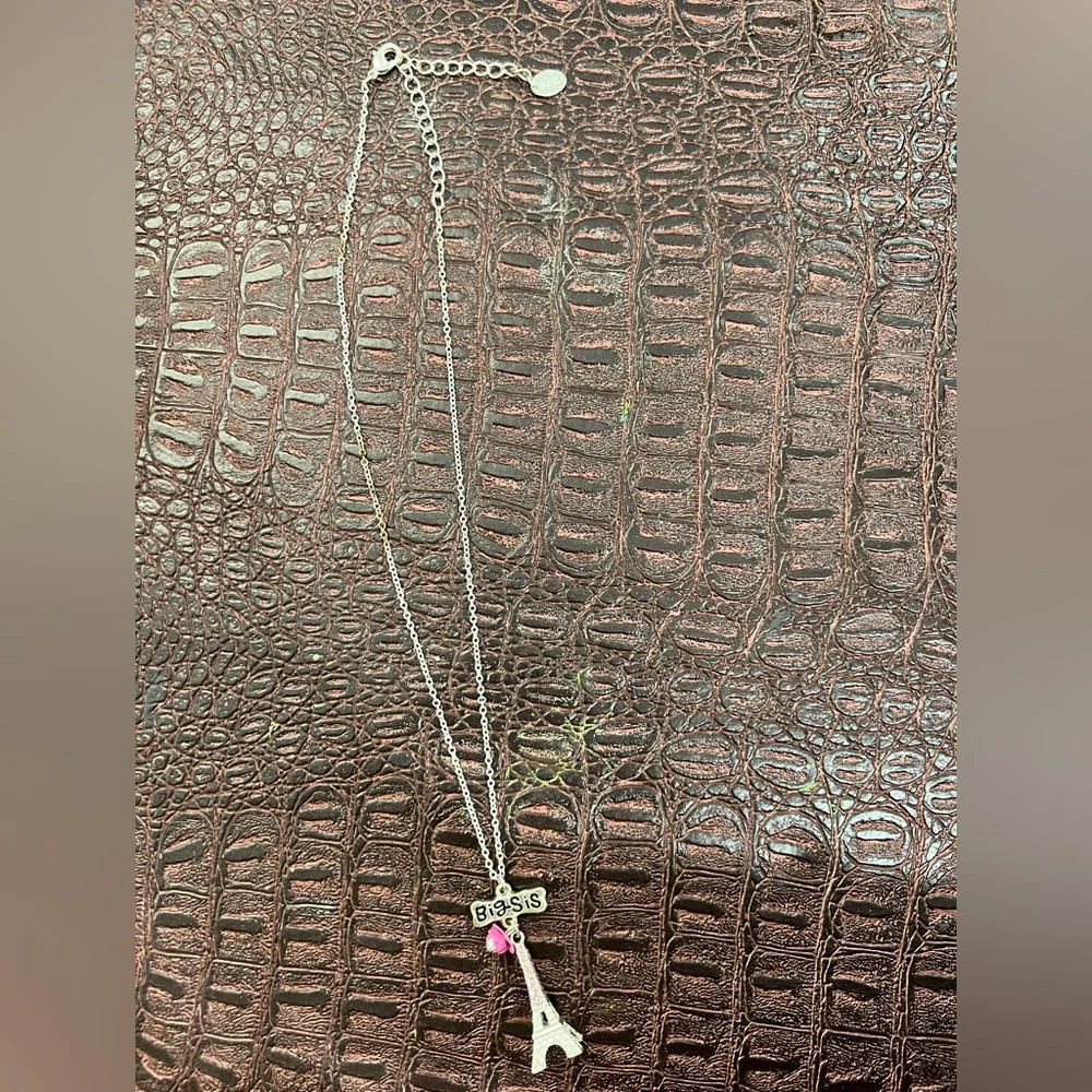 Big sis big sister necklace from Claire’s chain pendant Eiffel Tower sparkly